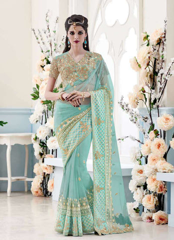 Sky blue saree - New India Fashion