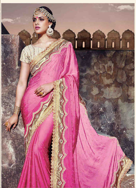 Pink colour saree - New India Fashion