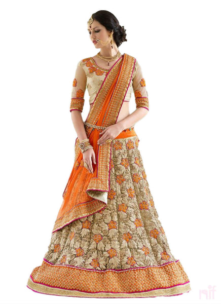 Orange lehenga saree - New India Fashion