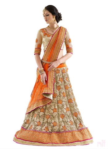 Orange lehenga saree - New India Fashion