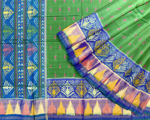 Peacock blue ang Green scut border Rajkot Patola