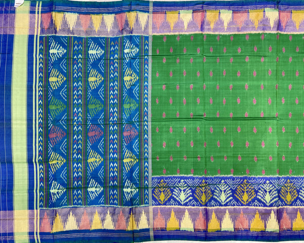 Peacock blue ang Green scut border Rajkot Patola