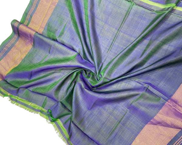 Peacock blue ang Green scut border Rajkot Patola