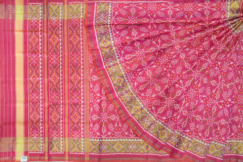 Patola Silk Saree in peach Pink shade