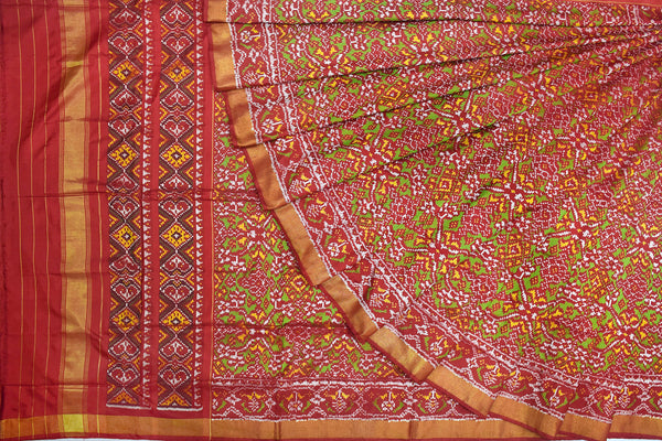 Patola saree in 8play woven in Red and Green combination