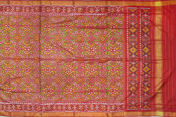 Patola saree in 8play woven in Red and Green combination