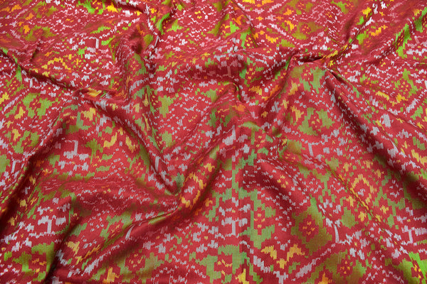 Patola saree in 8play woven in Red and Green combination