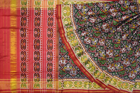 Patola saree in maroon and black combination