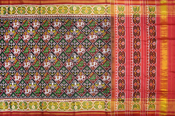 Patola saree in maroon and black combination