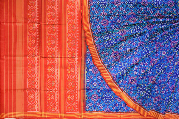 Patola saree in blue and red combination