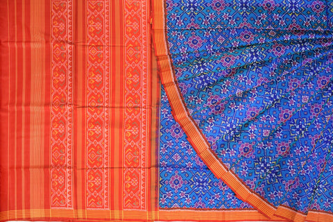 Patola saree in blue and red combination