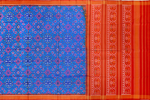 Patola saree in blue and red combination