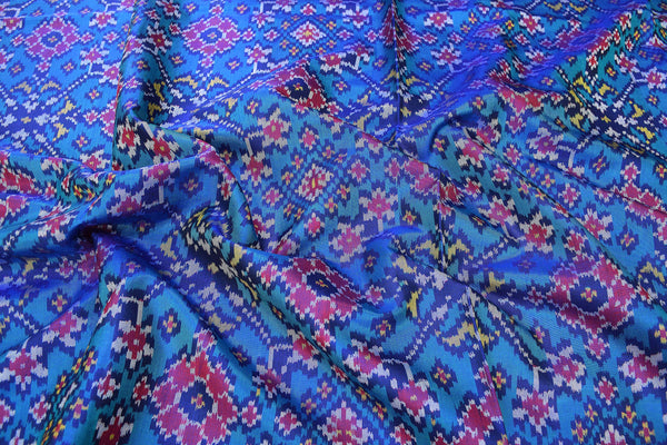 Patola saree in blue and red combination