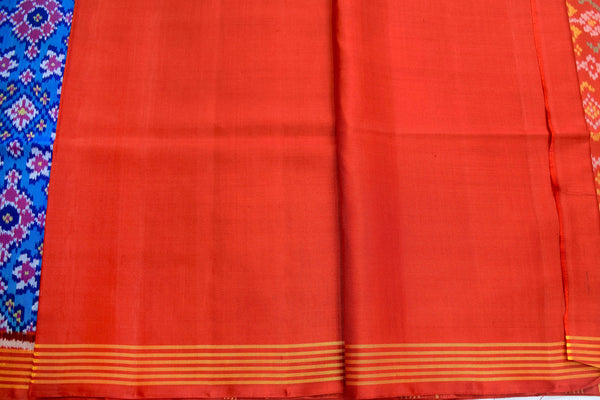 Patola saree in blue and red combination