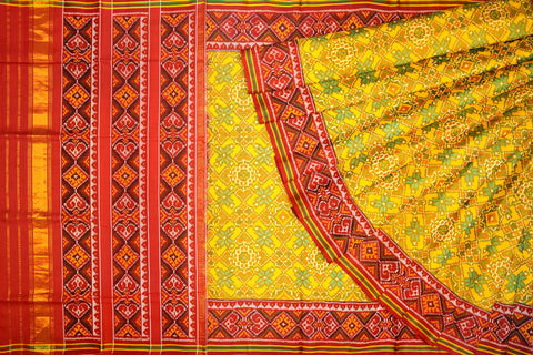 Patola saree in red and yellow combination
