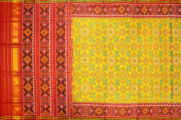 Patola saree in red and yellow combination