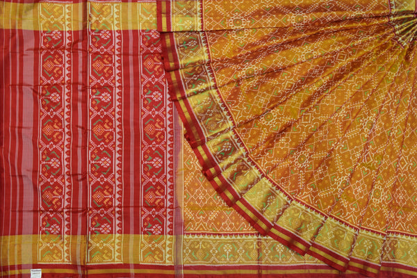 Patola saree in red and golden combination