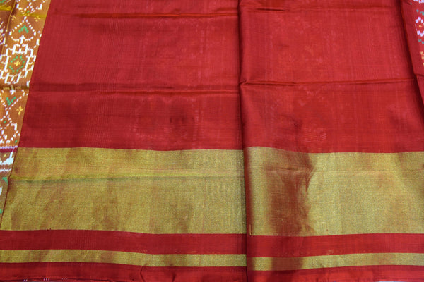 Patola saree in red and golden combination