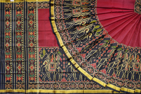 Patola saree in black and maroon conbination