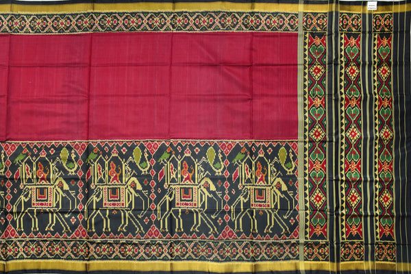 Patola saree in black and maroon conbination
