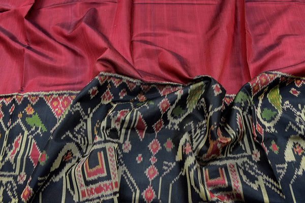 Patola saree in black and maroon conbination