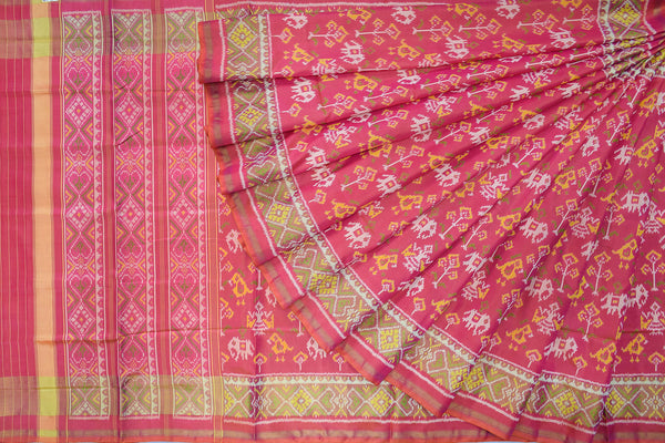 Patola saree in full pitch pink colour