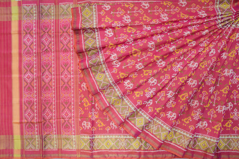 Patola saree in full pitch pink colour