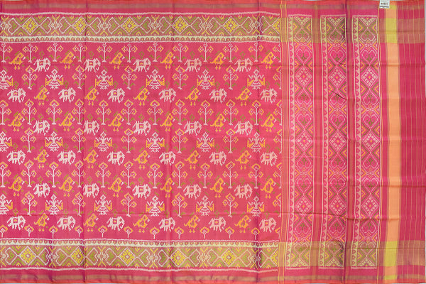 Patola saree in full pitch pink colour