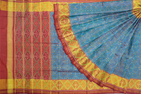 Patola saree in red and kya blue combination