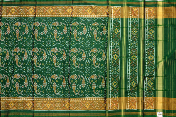 Patola saree in full Green colour