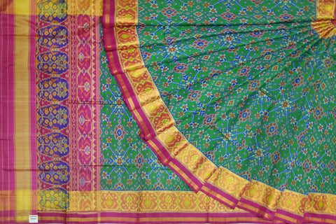 Patola saree in pink and green combination