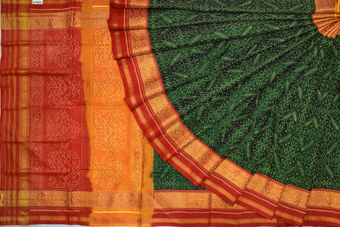 Patola saree in Red,Green and Yellow combination