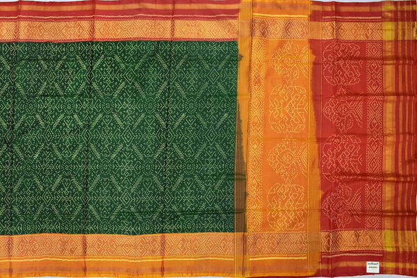 Patola saree in Red,Green and Yellow combination