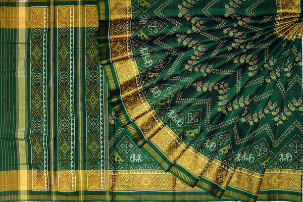 Patola saree in full Green colour