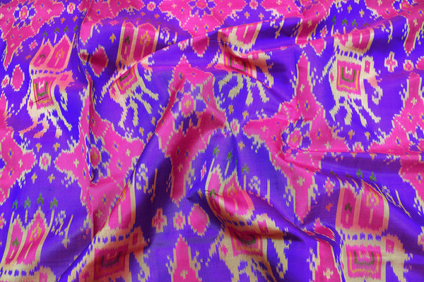Patola saree in blue and pink combination