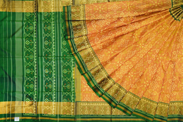 Patola saree in Green and Yellow combination