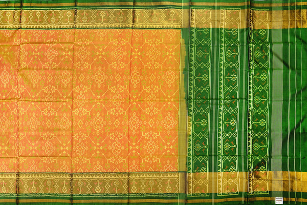 Patola saree in Green and Yellow combination