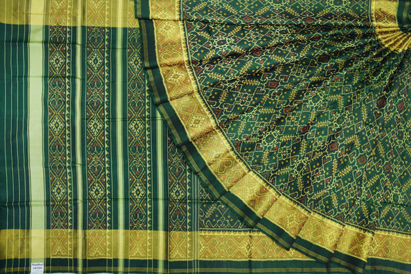 Patola saree in full Green colour