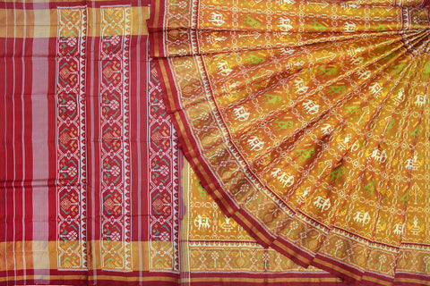 Patola saree in Red and Golden combination