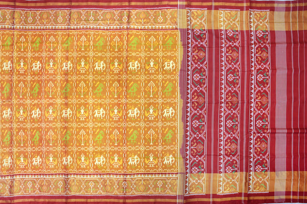 Patola saree in Red and Golden combination
