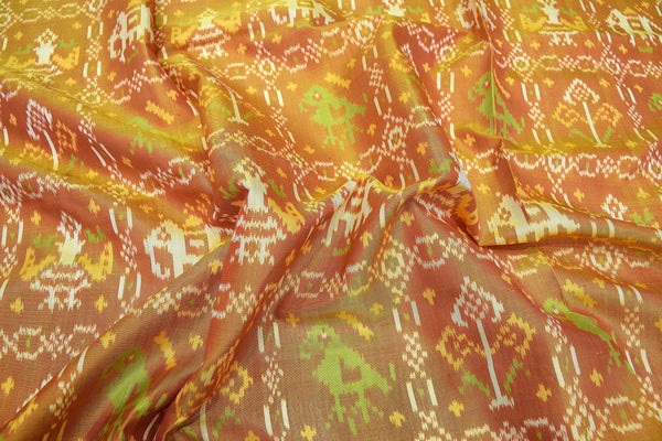 Patola saree in Red and Golden combination