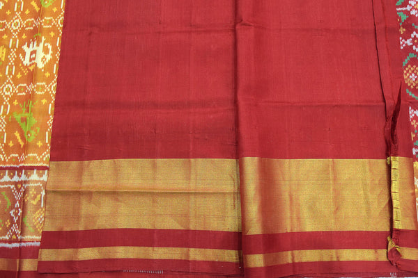 Patola saree in Red and Golden combination