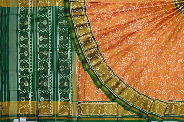Patola saree in Green and Yellow combination