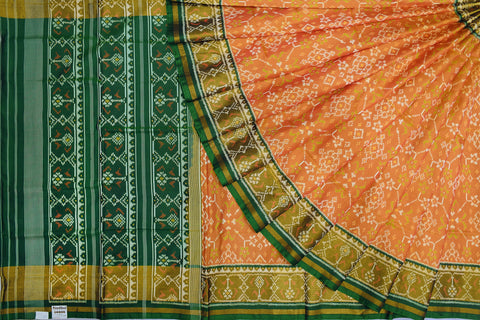 Patola saree in Green and Yellow combination