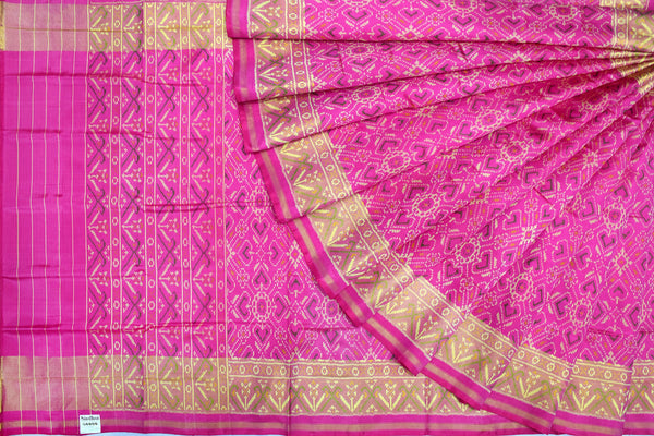 Patola saree in full pink colour