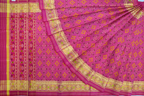 Patola saree in full pink colour
