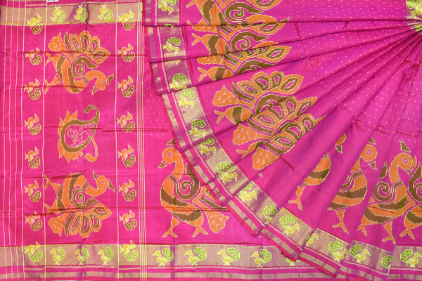 Patola saree in full pink colour