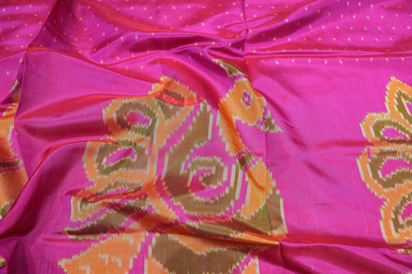Patola saree in full pink colour