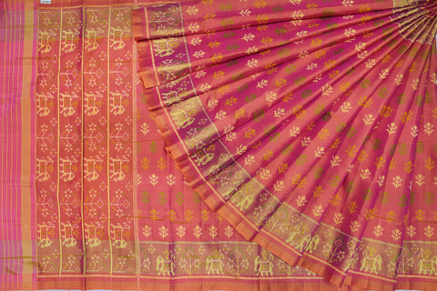 Patola saree in full pitch pink colour