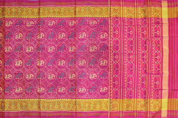 Patola saree in full pink colour